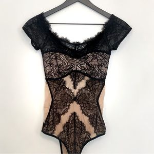 Thistle and Spire Black Lace Bodysuit Small